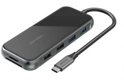 Vention USB-C - HDMI/ VGA/USB3.02/USB2.02/RJ45/TF/SD/PD (0, 15m, szürke, tükrös felületű), Dokkoló