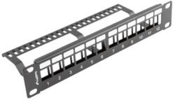 Lanberg Üres patch panel 12 port 1U 10" tehermentesítővel, fekete PPKS-9112-B (PPKS-9112-B)