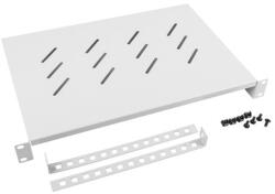 Lanberg AK-1004-S 19" 1U MÉLY: 300mm MAX: 25kg fix szürke polc 4 ponton rögzített csavarral (AK-1004-S)