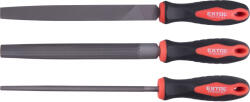 Extol Premium fémreszelő klt. , 3 db (lapos, félkerek, kerek), 200mm, T12 acél, vágat 2, finom, TPR gumis műanyag nyél