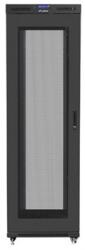 Lanberg FF01-8242-23BL 19" 42U SZÉL: 800mm MÉLY: 1200mm MAG: 2127mm lapraszerelt LCD hálós fémajtós fekete rack szekrény (FF01-8242-23BL) - pcx