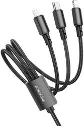 BOROFONE BX72 1m fonott A-Lightning-microUSB-2x C USB töltőkábel (BX72)