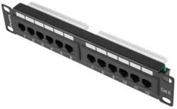 Lanberg PPU6-9012-B 10" 1U 12port Cat. 6 UTP árnyékolatlan fekete patch panel (PPU6-9012-B) - pcx
