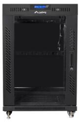 Lanberg FF01-6815-12BL 19" 15U SZÉL: 600mm MÉLY: 800mm MAG: 898mm lapraszerelt LCD üvegajtós fekete rack szekrény (FF01-6815-12BL)
