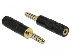 Delock 4, 4 mm-es, 5 tűs sztereó jack apa 2, 5 mm-es, 4 tűs sztereó jack anya átalakító
