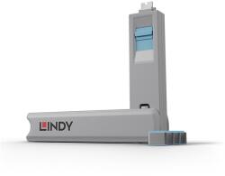 LINDY Dugó biztonsági, Port Blocker, USB C + kulcs, kék (4db dugó + 1db kulcs) 40465 (40465)