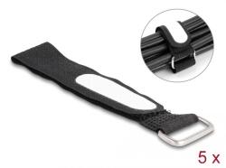 Delock Tépőzáras kábelkötegelő horoggal és feliratozható felülettel Hx 203 mm és Sz 20 mm 5 db. fekete (d19606)