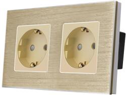 Luxion Priza Dubla LUXION cu rama din aluminiu, Auriu, LX-2MP010A-G (LX-2MP010A-G)