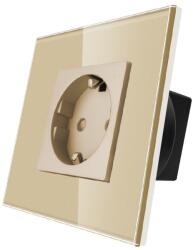 Luxion Priza Simpla LUXION cu Rama din Sticla, Auriu, LX-1MP010G-G (LX-1MP010G-G)