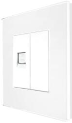Luxion Priza Telefon + Blank cu Rama din Sticla LUXION, Alb, LX-MP016G-W (LX-MP016G-W)