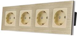 Luxion Priza Cvadrupla LUXION cu rama din aluminiu, Auriu, LX-4MP010A-G (LX-4MP010A-G)