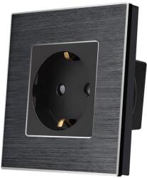 Luxion Priza Simpla LUXION cu rama din aluminiu, Negru, LX-1MP010A-B (LX-1MP010A-B)