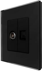 Luxion Priza TV + Internet cu Rama din Sticla LUXION, Negru, LX-MP026/25G-B (LX-MP026/25G-B)