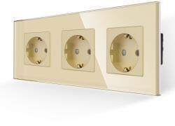 Luxion Priza Tripla cu Rama din Sticla LUXION, Auriu, LX-3MP010G-G (LX-3MP010G-G)