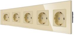 Luxion Priza Cvintupla LUXION cu rama din sticla, Auriu, LX-5MP010G-G (LX-5MP010G-G)