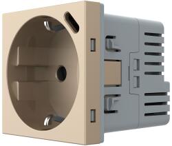 LIVOLO Modul Priza Schuko + USB-C LIVOLO, Standard German - Serie Noua, Auriu, C7-VL-FCTF16A. UC18W-2AP (C7-VL-FCTF16A.UC18W-2AP)