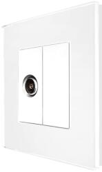 Luxion Priza TV cu Rama din Sticla LUXION, Alb, LX-MP026G-W (LX-MP026G-W)