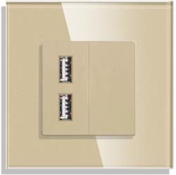 Luxion Priza USB cu Rama din Sticla LUXION, Auriu, LX-MP057G-G (LX-MP057G-G)