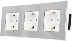 Luxion Priza Tripla LUXION cu rama din aluminiu, Alb, LX-3MP010A-W (LX-3MP010A-W)