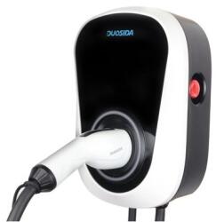 Duosida elektromos autó fali töltő, Type2 csatlakozó dugó, 7 m kábel, 11 kW, RFID, WIFI, DUOSIDA