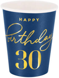 PartyPal Papírpohár 30-as számmal, 220ml 6db, Elegáns kék (LUFI786464)