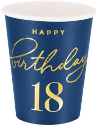 PartyPal Papírpohár 18-as számmal, 220ml 6db, Elegáns kék (LUFI422710)
