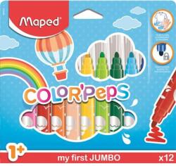 Maped Filctoll készlet, 1-5 mm, kimosható, vastag, MAPED "Color`Peps Jumbo", 12 különböző szín (IMA846020) - papiruniverzum