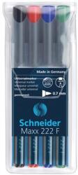 Schneider Alkoholos marker készlet, OHP, 0, 7 mm, SCHNEIDER "Maxx 222 F", 4 különböző szín (TSC222V4) - papiruniverzum