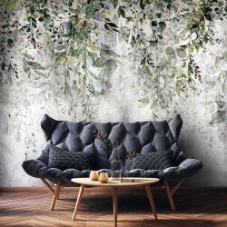 Consalnet Vintage hangulatú zöld levél mintás fotótapéta 368x254cm