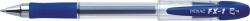 PENAC Pix cu gel PENAC FX-1, rubber grip, 0.7mm, con metalic, corp transparent - scriere albastra (P-BA1903-03F) - forit