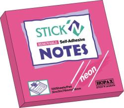 Hopax Notes autoadeziv 76 x 76 mm, 100 file, Stick'n - roz neon (HO-21165)