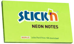 Hopax Notes autoadeziv 76 x 127 mm, 100 file, Stick'n - verde neon (HO-21171)