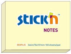 Hopax Notes autoadeziv 76 x 101 mm, 100 file, Stick'n - galben pastel (HO-21008)