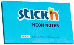 Hopax Notes autoadeziv 76 x 127 mm, 100 file, Stick'n - albastru neon (HO-21213)