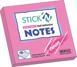 Hopax Notes autoadeziv 76 x 76 mm, 100 file, Stick'n - corai neon (HO-21166)