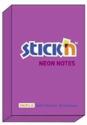 Hopax Notes autoadeziv 76 x 51 mm, 100 file, Stick'n - mov neon (HO-21162)