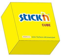Hopax Cub notes autoadeziv 76 x 76 mm, 400 file, Stick'n - galben neon (HO-21010)
