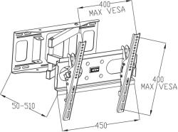 ART AR-77 23"-46" LCD TV Fali Tartó - Fekete