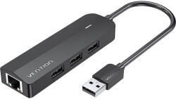 Vention Hub USB 2.0 cu 3 porturi cu adaptor Ethernet 100Mbps Vention CHPBB 0, 15m, negru