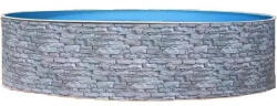 Azuro round Stone fémpalástos medence, szűrő nélkül, kő minta, D360 x 120 cm, szürke (AS-184115) - medenceorias