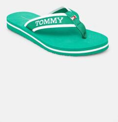 Tommy Hilfiger slapi HILFIGER WEBBING POOL SLIDE femei, culoarea verde, cu toc plat, FW0FW07859 PPYH-KLD08D_77X