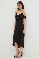 Never Fully Dressed rochie din in Cassie Dress culoarea negru, midi, evazată, NFDDR1420 PPYH-SUD2L8_99X (NFDDR1420)