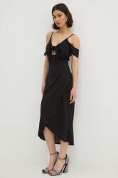 Never Fully Dressed rochie din in Cassie Dress culoarea negru, midi, evazati, NFDDR1420 PPYH-SUD2L8_99X