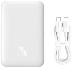 Baseus 038864 Baseus Magnetic Mini Powerbank külső akkumulátor, USB Type-C + MagSafe, 10000 mAh, 20W, fehér (PPCX070002 (038864)