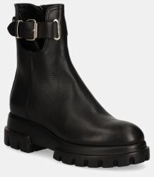 AGL bőr csizma Chunky Lowboot fekete, női, lapos talpú, D756593PGKA2131013 - fekete Női 38