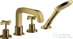 Hansgrohe AXOR CITTERIO 4 üléses peremre szerelhető kádtöltő csaptelep zuhanyszettel, polírozott arany hatású 39453990 (39453990)
