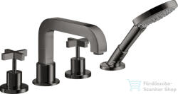 Hansgrohe AXOR CITTERIO 4 üléses peremre szerelhető kádtöltő csaptelep zuhanyszettel, polírozott fekete króm 39453330 (39453330)