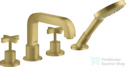 Hansgrohe AXOR CITTERIO 4 üléses peremre szerelhető kádtöltő csaptelep zuhanyszettel, szálcsiszolt sárgaréz hatású 39453950 (39453950)