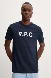 APC A. P. C. pamut póló t-shirt standard grand vpc GOTS sötétkék, nyomott mintás, COHBM. M26384 - sötétkék M
