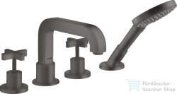 Hansgrohe AXOR CITTERIO 4 üléses peremre szerelhető kádtöltő csaptelep zuhanyszettel, szálcsiszolt fekete króm 39453340 (39453340)